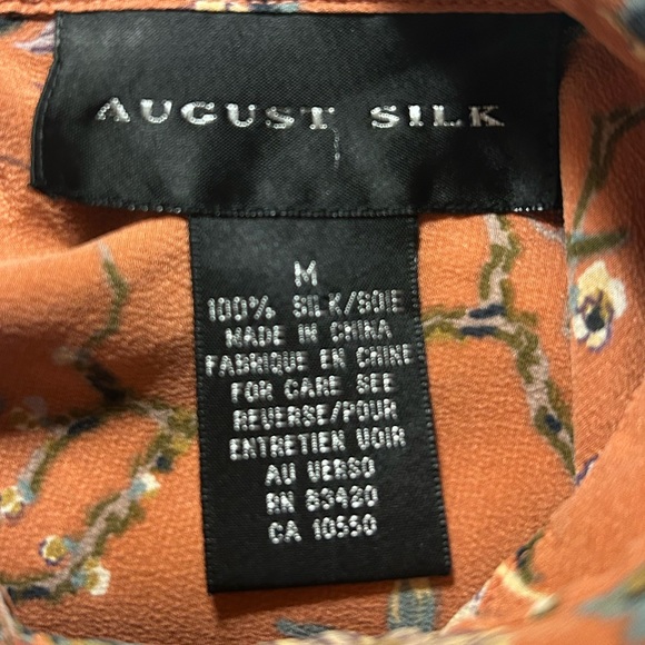 August Silk 100% button down floral shirt blouse Size M - Picture 5 of 8